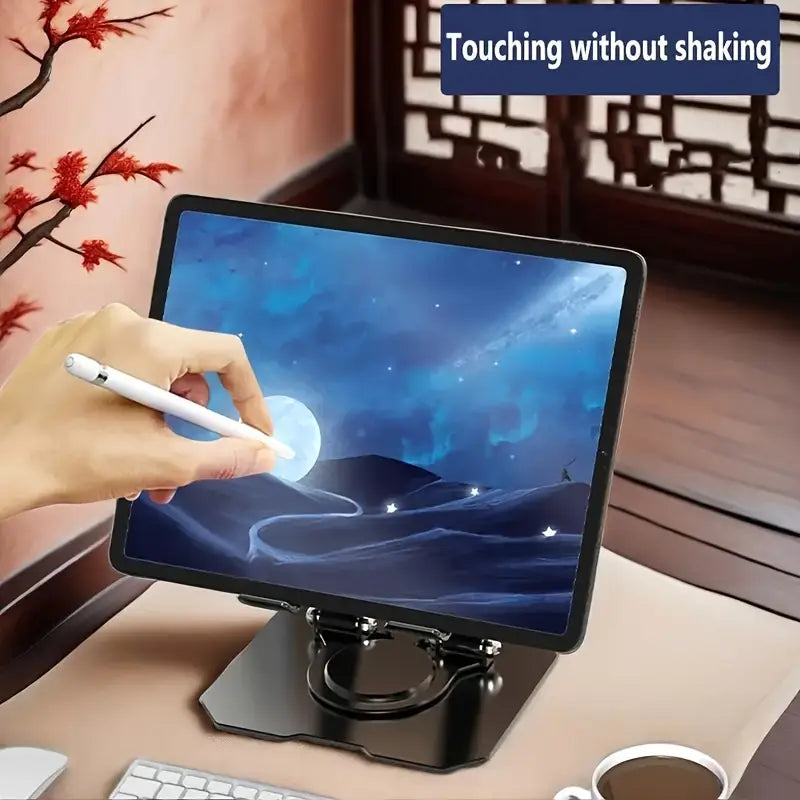 360° Rotating Metal Desktop Stand for Tablets and Phones