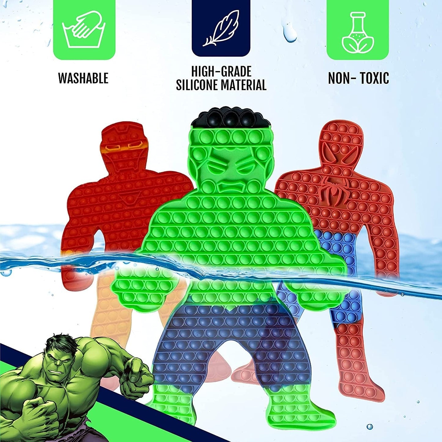 Extra Large Pop it, Giant Popits, Sensory Push Toy, Jumbo 146 Bubbles, 19.5 Inch Red Superhero Man, Huge Spider Poppers, Anxiety Stress Relief
