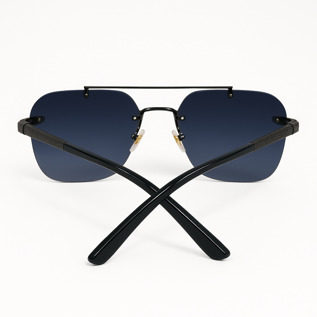 Luxury Rimless Sunglasses – Gradient Blue Lenses