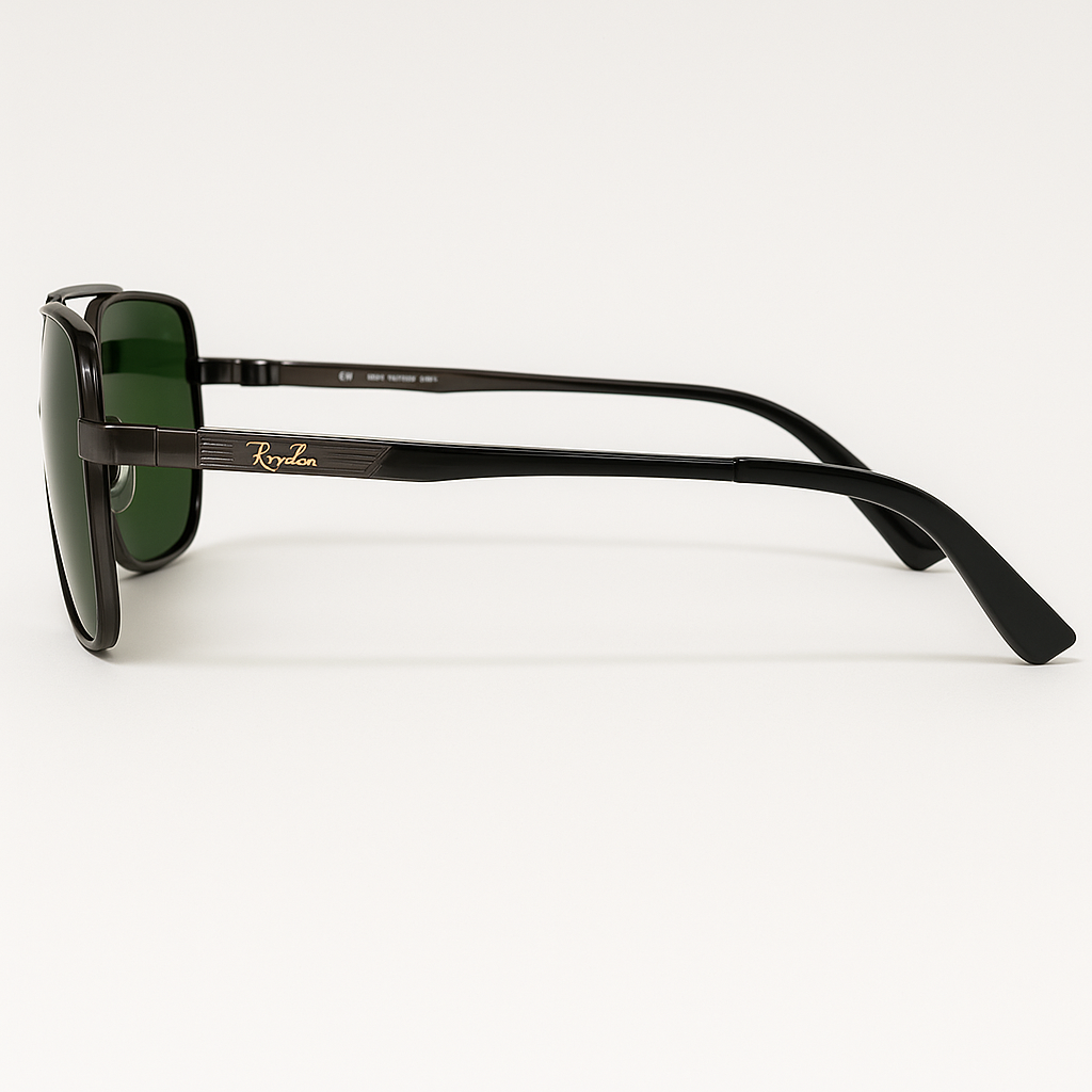 Square Frame Sunglasses with Green Lenses