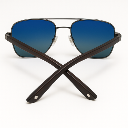 Blue & Brown Deep Avaitors Sunglasses