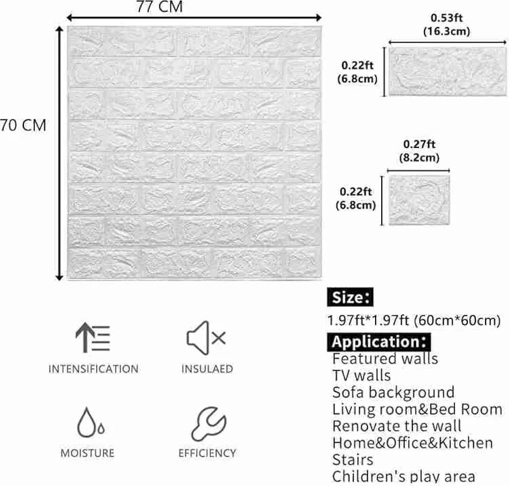 3D Brick Wall Sheets (Pack of 4)
