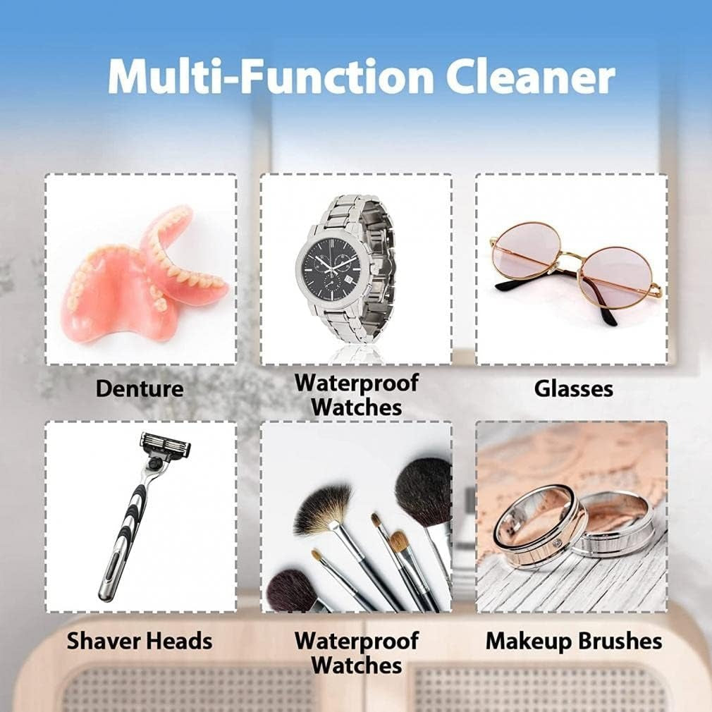 Ultrasonic Jewelry Cleaner,Portable Professional Household Ultrasonic Cleaning Machine Ultrasonic Cleaner Machine for Jewelry Ring Necklaces Eyeglass Watches Razors Makeup Brush Dentures