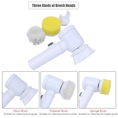 5 in 1 Magic Brush Electric Magic Brush Multifunctional Magic Brush with 5 Brush Heads Charging Cord for Home, Kitchen Tiles, Carpet Sink Wash Basin Bath Shower