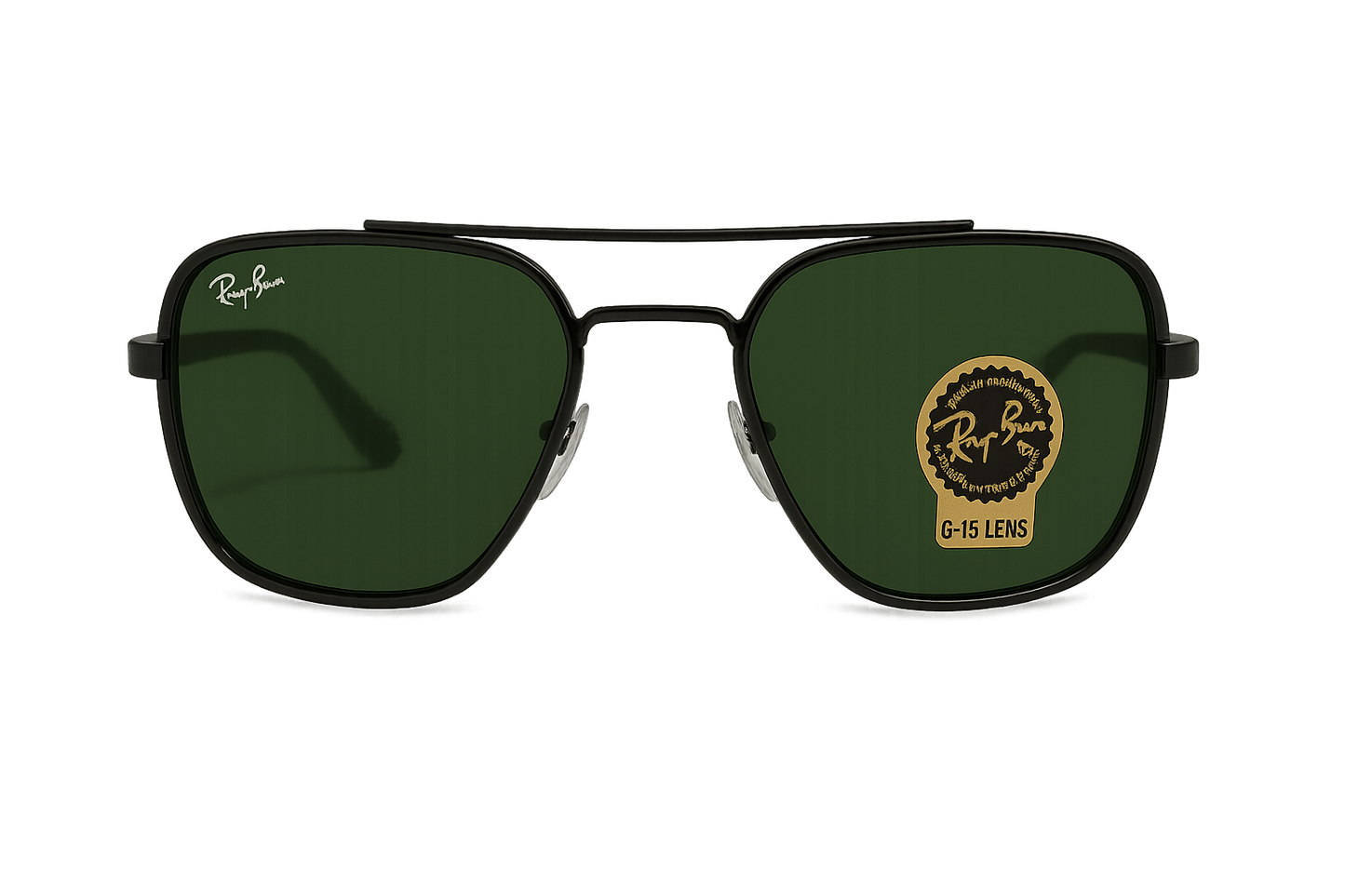 Square Frame Sunglasses with Green Lenses