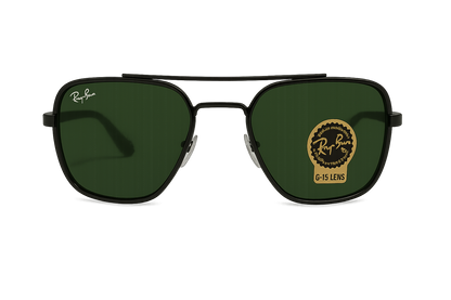 Square Frame Sunglasses with Green Lenses