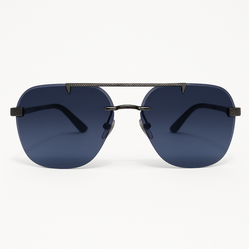 Luxury Rimless Sunglasses – Gradient Blue Lenses