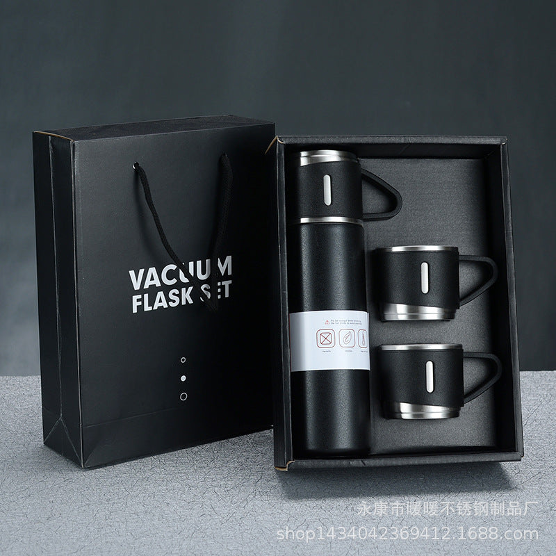 Steel Vacuum Flask Set with 3 Steel Cups-500ml