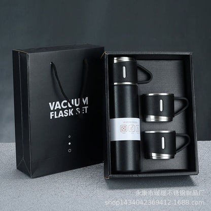 Steel Vacuum Flask Set with 3 Steel Cups-500ml
